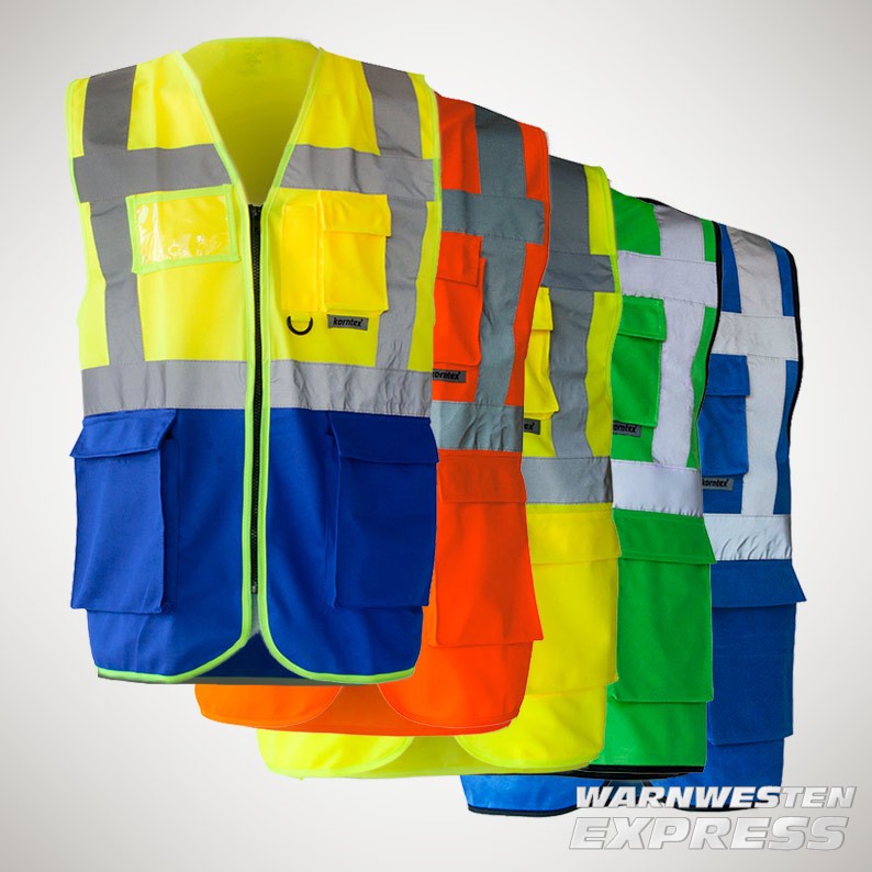 Warnweste mit Reißverschluss Reflective Jacket Security Westentaschen
