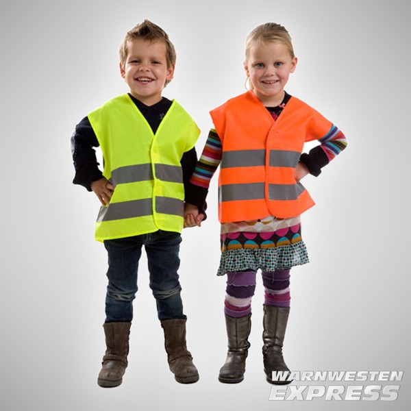 Gelbe Warnweste Kinder bedrucken - Warnkleidung